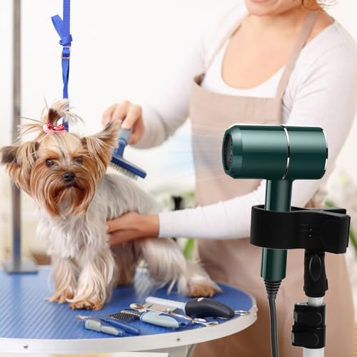 Support pour sèche-cheveux - Réglable en hauteur - Pivotant à 180 ° - Pour les soins des chiens, des chats, des animaux domestiques - Noir