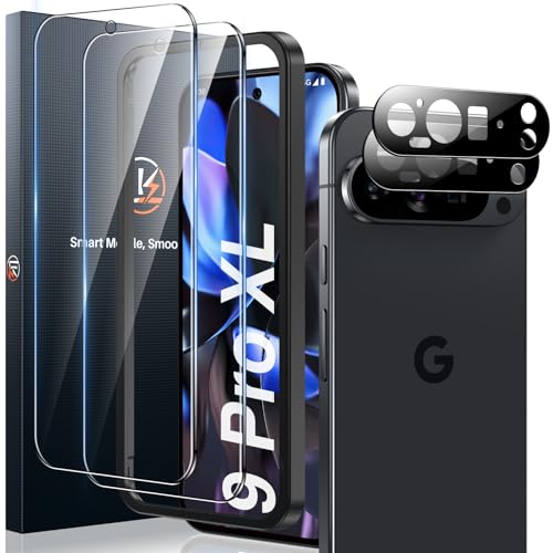 LK 2 Pack for Google Pixel 9 Pro XL Screen Protector with 2 Pack Camera Lens Protector, HD Ultra-thin, 9H Hardness Tempered Glass, HD Clear, Scratch Resistant, Bubble-Free