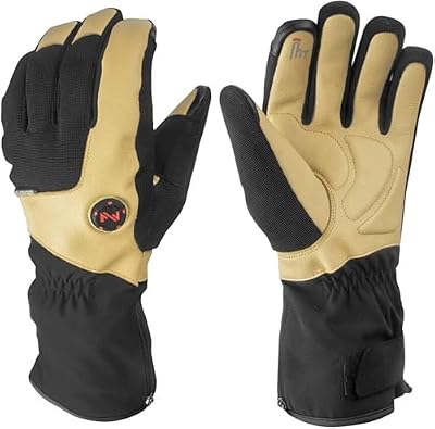 Fieldsheer Blacksmith Heated Work Gloves - Waterproof, 500D Fabric Shell, Wrist Cinch, Reinforced Palm, and Control Button, Light Tan - Large