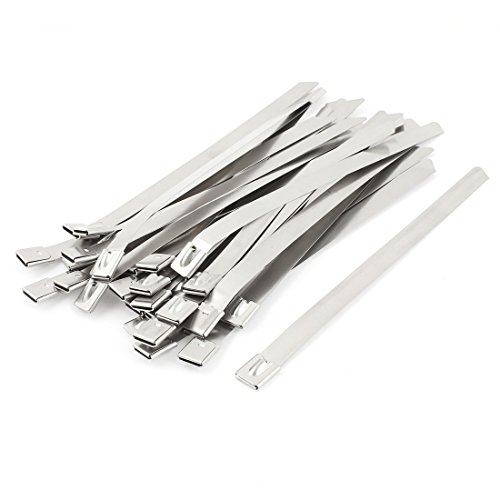 Aexit 30pcs Fastener Hose Clamps Stainless Steel Zip Cable Ties Snap Grip Hose Clamps Wrap 12mmx200mm