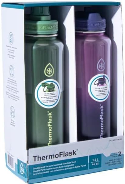 Insulated Beverage Container - 40 oz - 2 Pack - Up to: 24 hr Cold - 12 hr Hot (Purple & Green)
