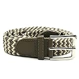 Charmoni - Sienna - Ceinture femme homme tressée - élastique et cuir synthétique - boucle en acier argenté - hauteur 3 cm - 90 / 105 cm - TU taille unique