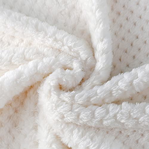 U Uqui Soft White Throw Blankets For Couch 50"X60"- Anti-Static Fleece Blankets Throw Size - Cozy Sofa Blankets Microfiber Dual Sided Fuzzy Throw Fit Sofa Thick Blanket Plush Warm, White #TOP4