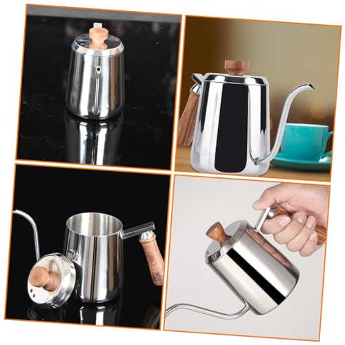Yardwe Kaffeekanne Campingkocher Kaffeekessel Kaffeeausgießer Schwanenhals-Wasserkocher Kaffee-Bar-Zubehör Kaffeekocher Sanduhr Büro-Verschlusskappe Edelstahl Holz – Bild 3