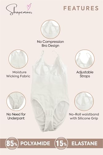 Image of SHAPEMOUR Thong Bodysuit for Women, Slimming Design Shapewear for Women, Tummy Control Body Shaper with Silicone Grip, No Steel Bones for All Day Comfort, Seamless Sculpting Bodyshaper