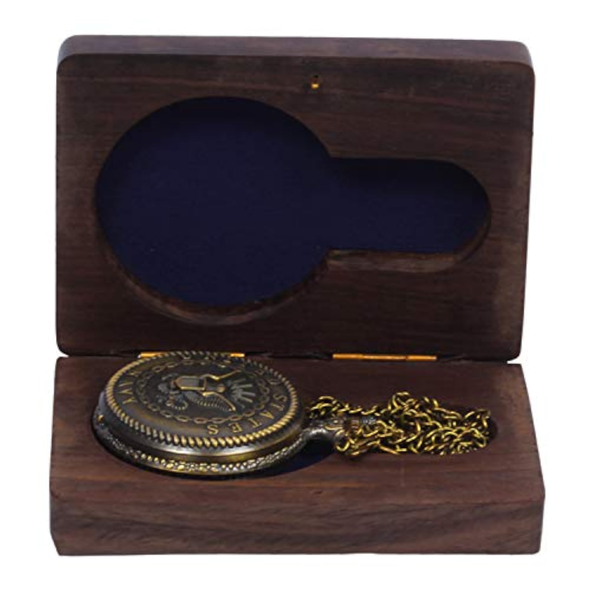 US Navy Military Design Pocket Watch with Chain, Gift Box