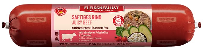 Fleischeslust Saftiges Rind mit körnigem Frischkäse & Zucchini Junior Wurst (1 x 400 Gramm)