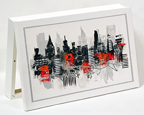 Cuadroexpres - Caja Decorativa para Cuadro de Luces 41x26x6 cm (37x22x4 cm Interior) en Blanco, La Tapa Es Un Cuadro Pintado A Mano, Moderno. Fácil de Colocar