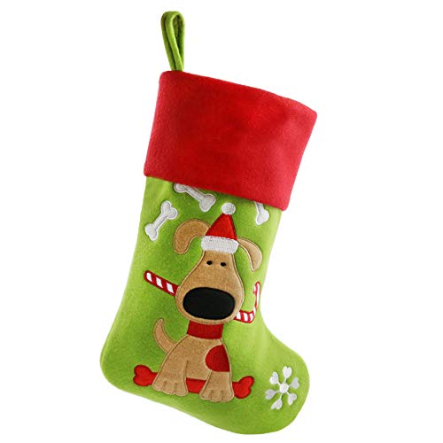 WEWILL Lovely Embroidered Dogs Pet Christmas Stockings Ideal Xmas for Puppy 18-Inch Long(Dog)
