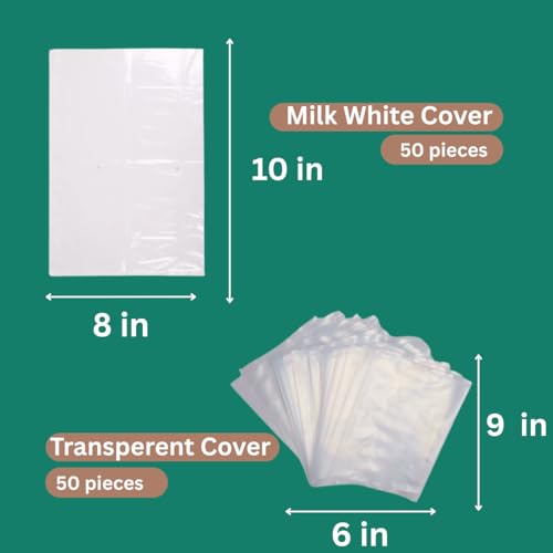 Image of Foreign Pickle Packing Covers | LDPE Poly Bags for Travel & Export | Virgin Plastic Thick Bags | 100 Pcs (50 Milk White 8x10 & 50 Transparent 6x9) | Pickle packing covers for abroad