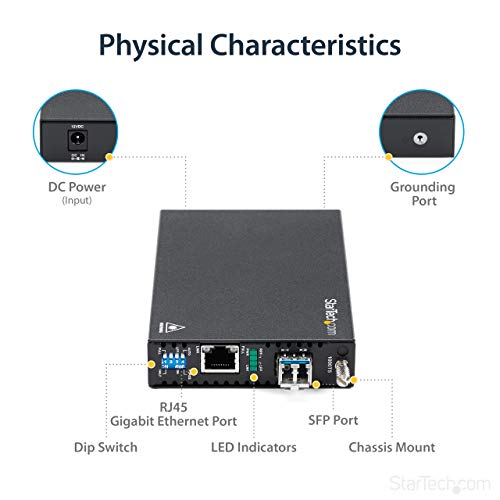 Image of StarTech Singlemode (SM) LC Fiber Media Converter, 1Gbe Network, 20km, TAA | Gigabit Ethernet, 1310nm, For, With SFP Transceiver, ET91000SM20