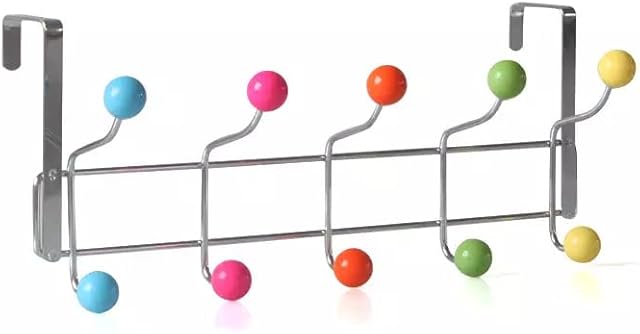 Over Door Hanger for Clothes Hanging | Heavy Duty Over Door Hooks for Bedrooms Bathroom Door | 10 Hooks Stainless Steel Over Door Storage Hooks Hanger for Coat, Towel, Robe, Purse, Keys | Multicolor