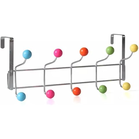 Over Door Hanger for Clothes Hanging | Heavy Duty Over Door Hooks for Bedrooms Bathroom Door | 10 Hooks Stainless Steel Over Door Storage Hooks Hanger for Coat, Towel, Robe, Purse, Keys | Multicolor Cover
