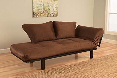 Best Futon Lounger Sit Lounge Sleep Smaller Size Furniture is Perfect for College Dorm Bedroom Studio Apartment Guest Room Covered Patio Porch Key Kitty Key Chain Included (Brown)