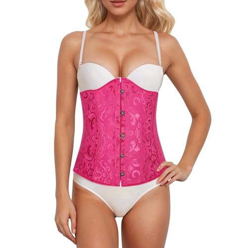 Fajas moldeadoras para mujer con control de abdomen, corsé jacquard, cinturón de corte de color sólido, fajas de compresión para mujer, hot pink, 3XL