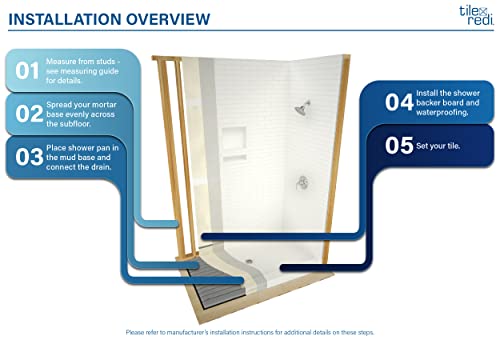 Tile Redi USA 3460R-PVC-BN Redi Base Shower Pan, 60" W x 34" D, Right Round Brushed Nickel Drain Plate by Tile Redi USA - Image 6