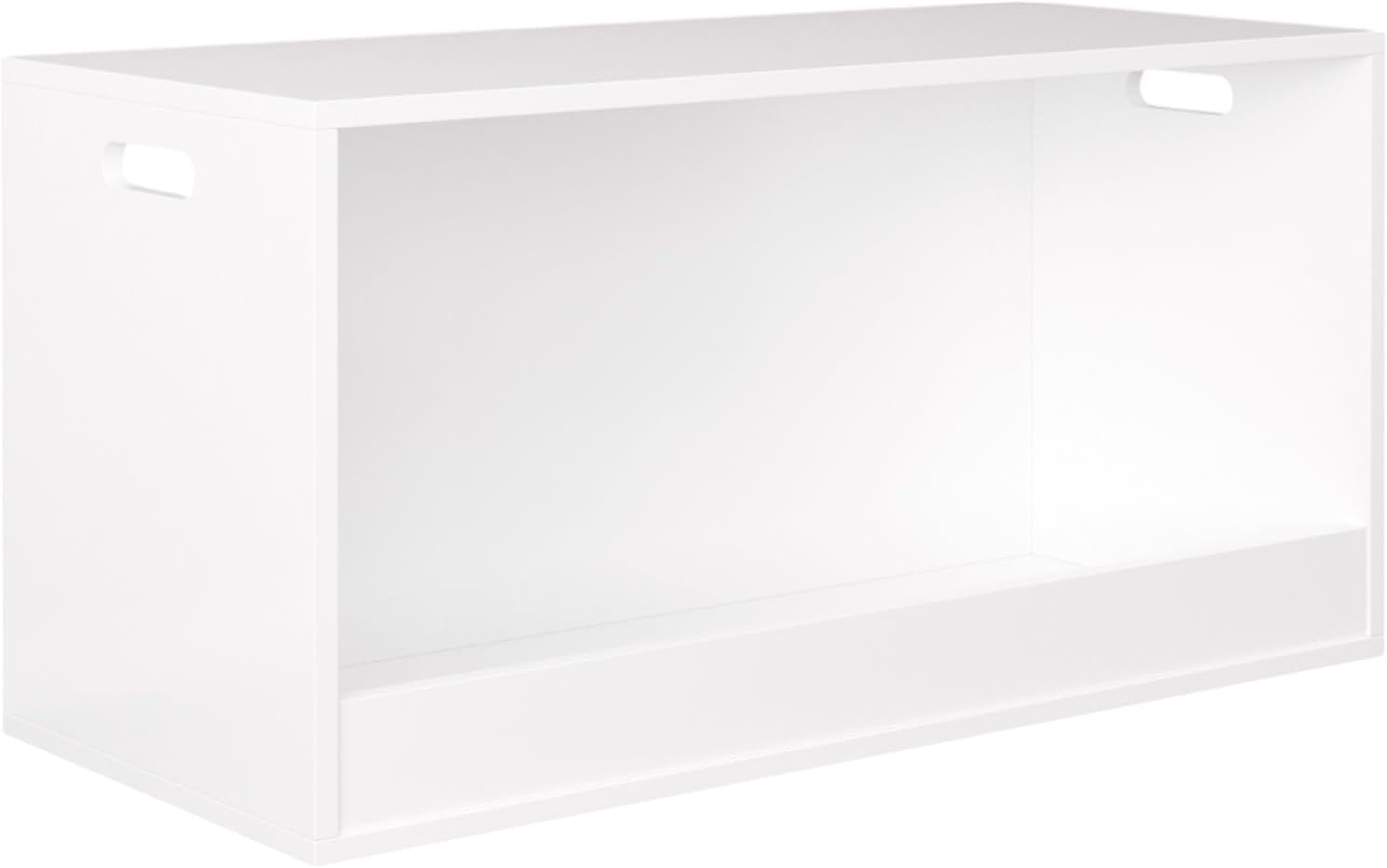 Open Front Storage Box, White Modern Wooden Organizer Bin for Plush Toys, Books, and Home Organization in Living Rooms, Bedrooms, or Family Areas, Large Capacity and Easy Assembly Design