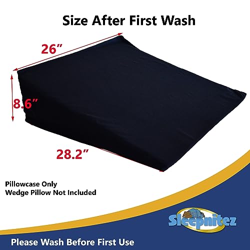 Sleepnitez Bed Wedge Pillow Cover, Loose Fitting 100% Egyptian Cotton Pillowcase for Our 8" Wedge Pillow. Dark Gray. Zip Closure for Easy Removal.