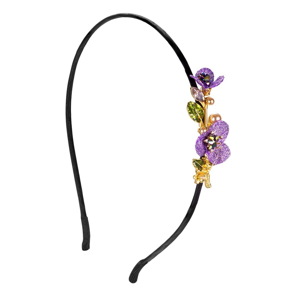 Monet's Garden Path Hand-Woven Light Luxurys High-end Headband Hair Clip Headband Hair Accessories /1890 (A One Size)