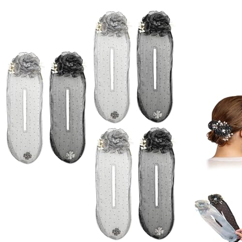 Big Camellia Flower Bun Makers - 2PK Hand-Embroidered Lace Floral