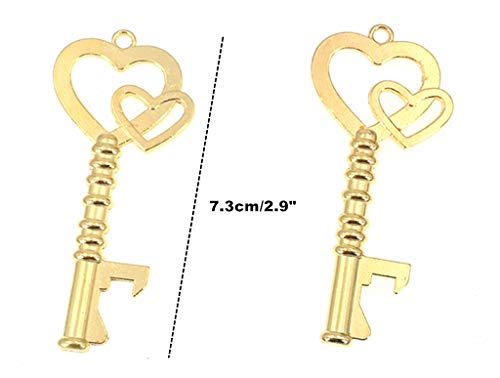 ALIMITOPIA 50pcs Double-heart Key Bottle Opener Wedding Party Favor Souvenir Gift with Candy Box Escort Tag and Jute Rope(Gold Tone) - Image 4