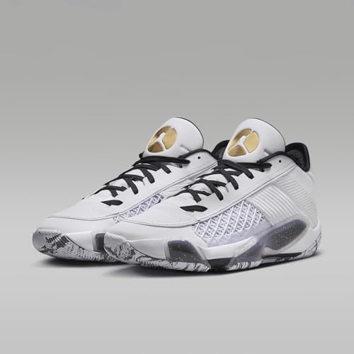 Nike Air Jordan XXXVIII Low Basketball Shoes (FD2326-107, White/Black/Pure Platinum/Metallic Gold) Size 12