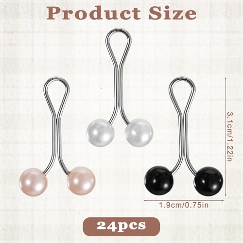 24 Pcs Muslim Pearl Scarf Clips and Hooks Wonderful Hijab Pins Clips Cute Hijab Scarf Pins Multicolor Headscarf Accessories Pearl Brooch Pin Safety Pin for Scarfs Headscarf by Alrhso - Used condition - Image 2