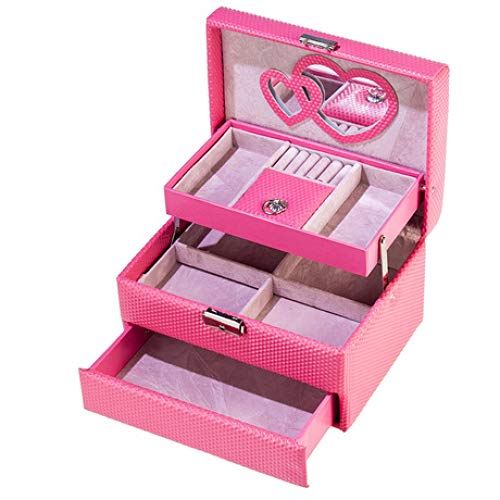 Preisvergleich Produktbild Kosmetiktäschchen Schminktasche Damen Schmuckschatulle Flanell Kosmetiketui Leder Schmuckschatulle große Kapazität Schmuckschatulle Damen tragbar rosa 21cm * 15.5cm * 12.5cm