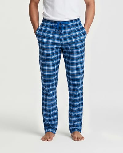 Image of Real Essentials 3 Pack: Men's Soft Cotton Flannel Pajama Pants PJ Lounge Bottoms Elastic Waist Pockets (Big and Tall)