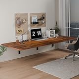 IAE 48" x 22" Floating Foldable Desk,Wall-Mounted Folding Computer Table with Engineered Wood,Study Table with Shelf Brackets,Fold Down Shelf,Fold Computer Desk for Small Spaces,Holds 500 lb,Rustic