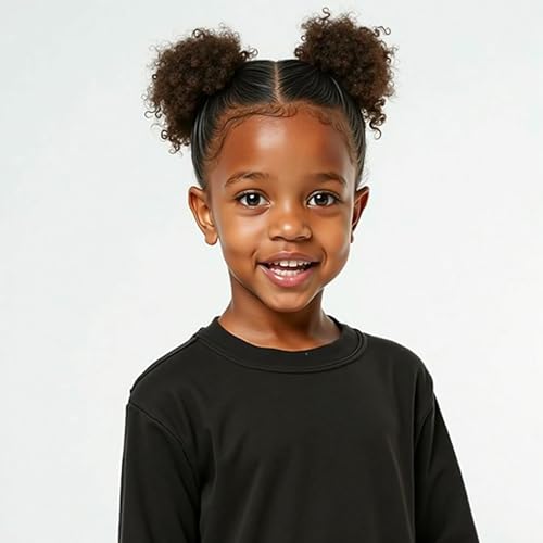 NICENEEDED 2 Pack Afro Puffs, Drawstring Ponytail with Bangs, Short Curly Clip in Wrap Ponytail Curly Bun Hair Extensions Clip On Kinky Updo Hairpieces for Black Women Halloween - Image 5