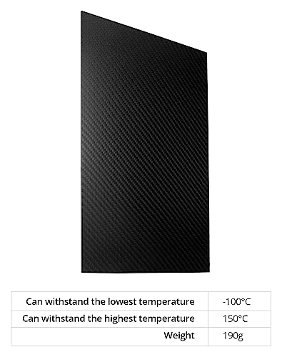 QWORK 3K Kohlefaserplatte, 2 x 200 x 300mm, Kohlefaser, Schwarz