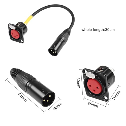 XMSJSIY D-Type XLR Female Panel Mount to XLR Male Connector Pass Through Cable,3 Pin Mic Feed/Pass Thru Converter Compatible with Microphone - Image 2