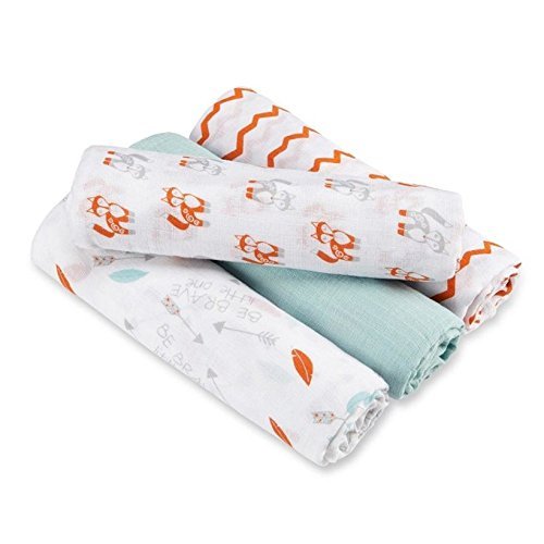 aden + anais Essentials Swaddle Blanket,Muslin Blankets for Girls & Boys,Baby Receiving Swaddles,Ideal Newborn Gifts,Unisex Infant Shower Items,Toddler Gift, Wearable Swaddling Set, Brave Little Ones