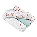 aden by aden + anais Swaddleplus Baby Swaddle Blanket, 100% Cotton Muslin, Large 44 X 44 inch, 4 Pack, Brave Little Ones