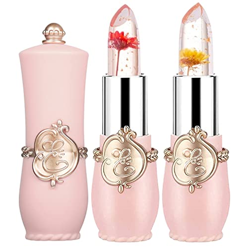 Deepmind 2 Pcs Crystal Flower Jelly Lipstick Magic Lip Color Changing Lip Balm Ph Clear Temperature Color Changing Lipstick Long Lasting Nutritious Moisturizing Lip Gloss (02#) #TOP2
