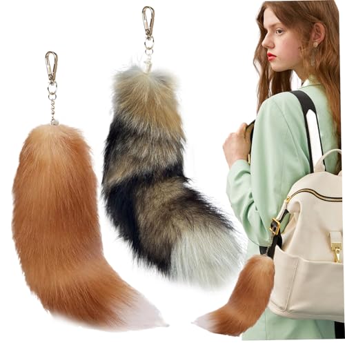 Queue de renard Therian douce 40cm accessoire de sac au toucher soyeux