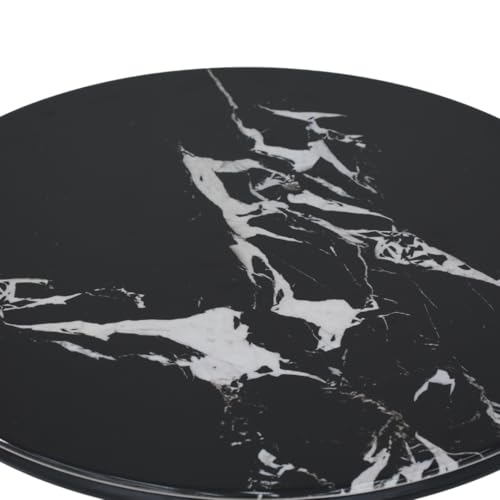 Image of Royaloak Lucca Italian Glass Coffee Table Set of Two | Tempered Glass with Marble Effect Surface & Cylindrical Base | Drawer Storage, Contrasting Side Design, Stylish Centre Table for Living Room
