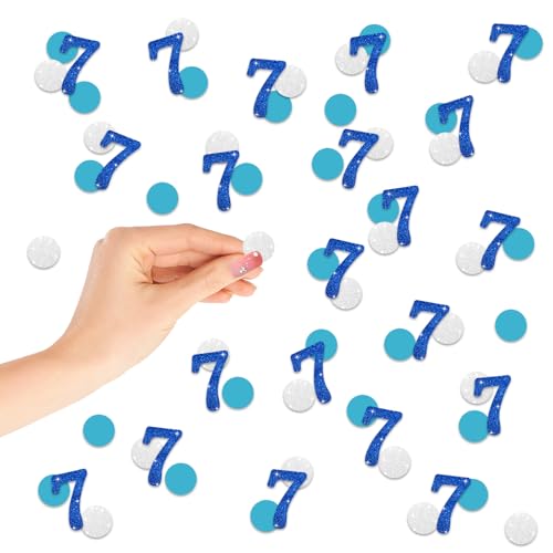 Confettis en papier 7e anniversaire bleu pour table propre sans tache