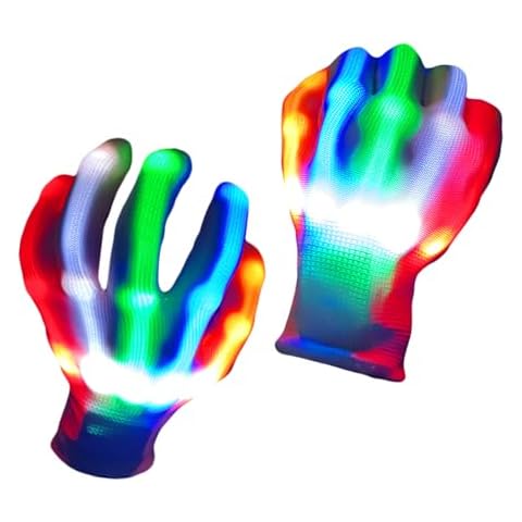 COTRUERE Led Light up Gloves Rainbow Easter Gifts for Kids and Adults Rave Light Glowing Gloves Cool Toys Stocking Stuffers Halloween Christmas Easter Birthday Parties(Medium) Cover