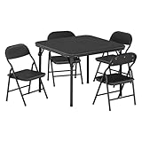 GarveeMore Conjunto De Mesa y 4 Sillas Plegables, Estructura Robusta y Duradera, para Cocina, Comedor y Espacios Pequeños Negro