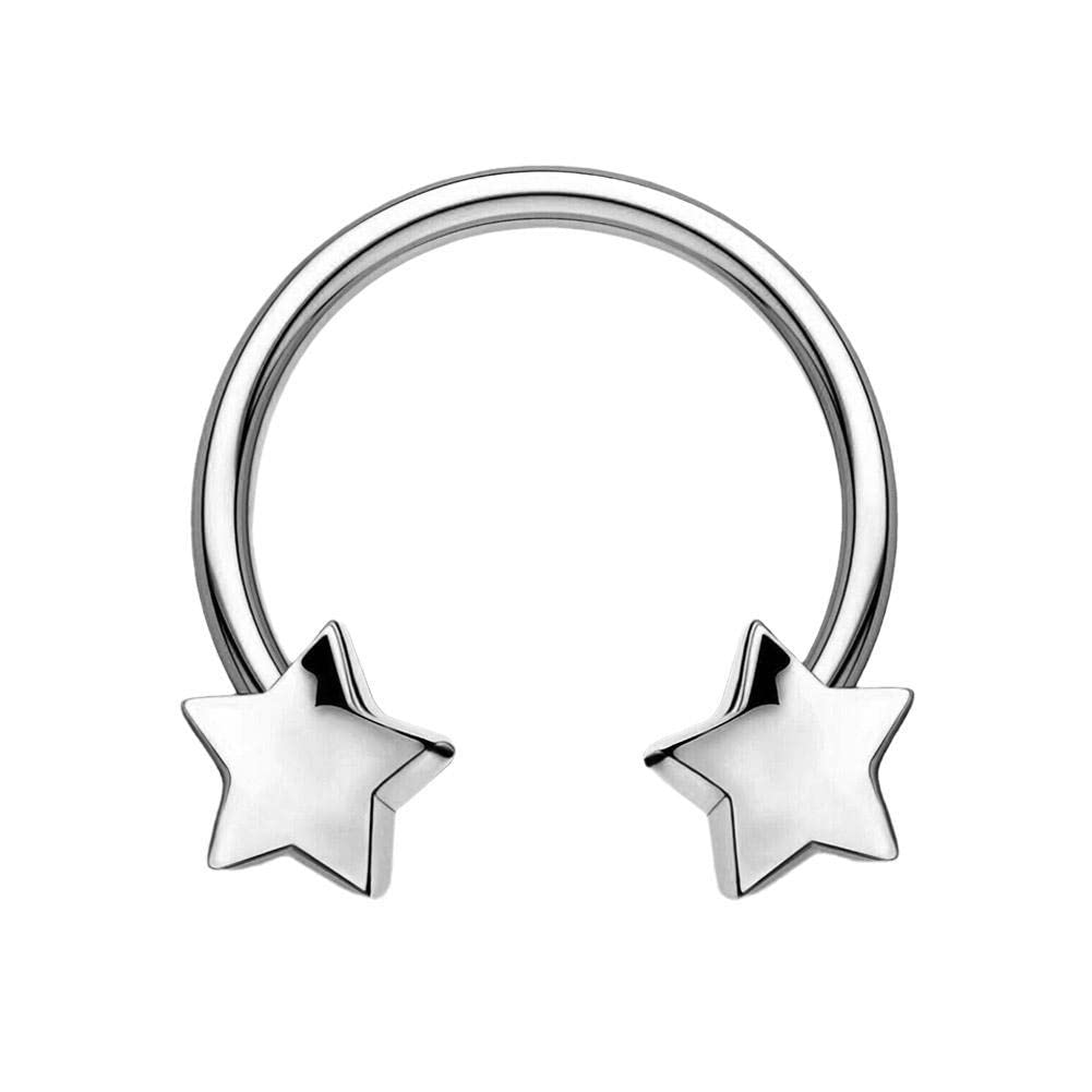 BBASILIYSD 1Pc 16G Star Heart Septum Nose Piercing Circular Steel Earring Stainless Helix Access Piercings Hoop Barbell Cartilage Y8F5