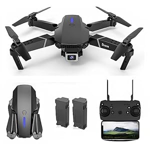 HILLSTAR Foldable Remote Control Drone with Dual Camera HD Wide Angle Lens Optical Flow Positioning with Dual 1800Mah Battery WiFi FPV 4-Axis Dual Camera with Dual Flash Lights With 2 Battries (MultiColor)