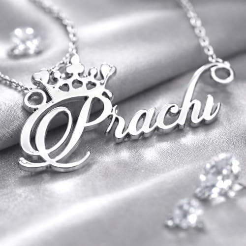 Image of Prachi Cursive Gold & Silver Name Pendant Necklace, Best Jewelry Gift for Girls.