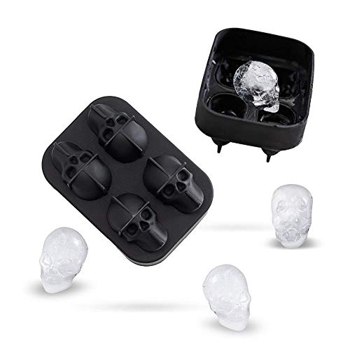 Molde de silicona para cubos de hielo calavera 4 rejillas miniatura 2