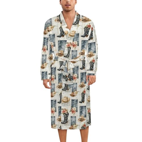 Robe de nuit en soie mixte au style bottes de cowboy et imprimé écossais chic