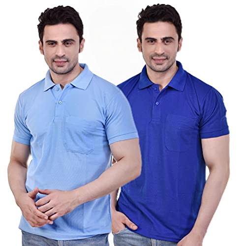 Image of SMAN Men's Polo T-Shirt Regular Fit Half Sleeve Multi Color Combo Pack of 2