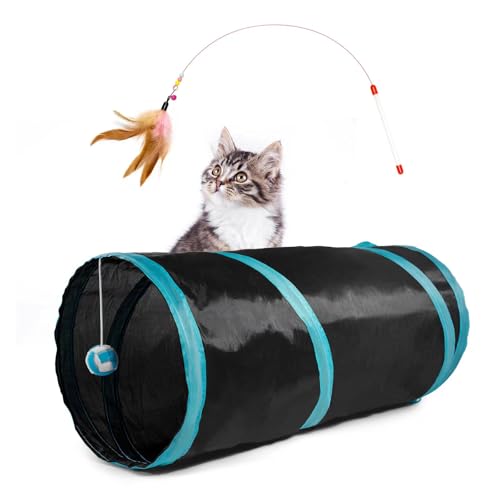 Foldable Katzen Spieltunnel mit Versteck - Katzenkratz-Tunnel für Spielzeug