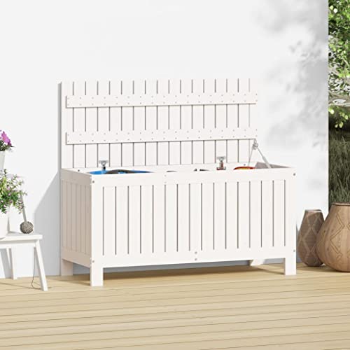 Générique Boîte de Rangement de Jardin Blanc 108x42,5x54 cm Bois de pin,Coffres de Jardin,823830