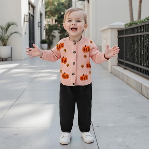Toddler Baby Girl Boy Halloween Sweater Cardigan Pumpkin Long Sleeve Button Down Knitted Jacket Coat Fall Clothes2